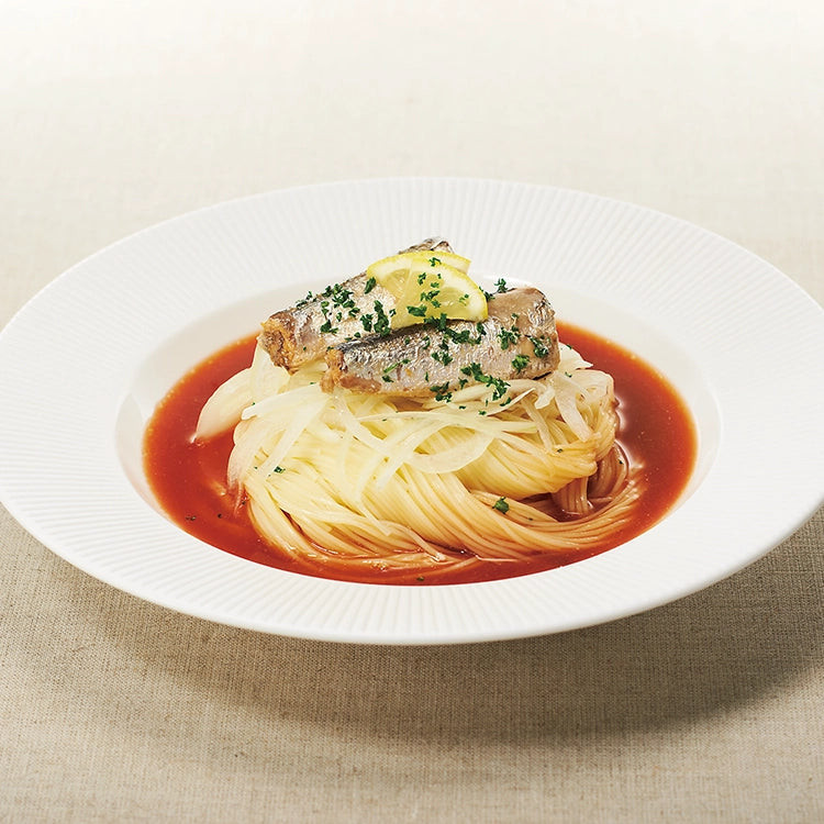 国産いわしレモンスープ缶でパスタはいかが?