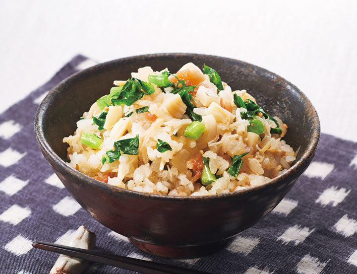 ほたて缶と大根の炊き込みご飯（梅風味）