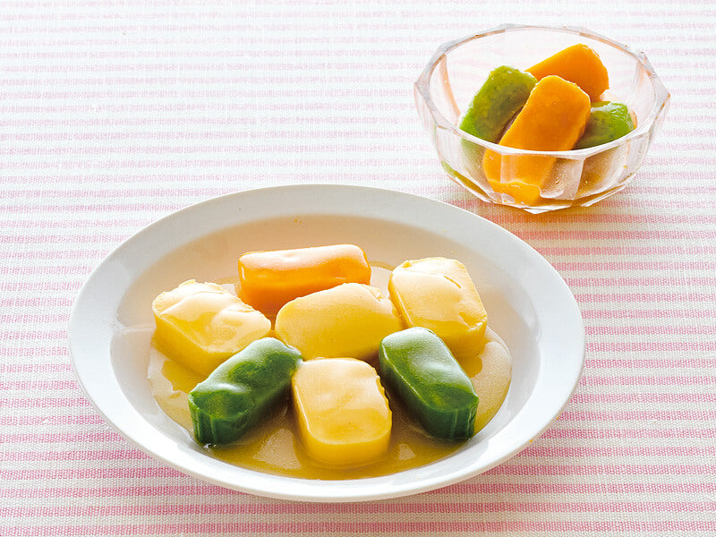 やさしいおかずセット朝のムース食　たまごと小松菜のソテー