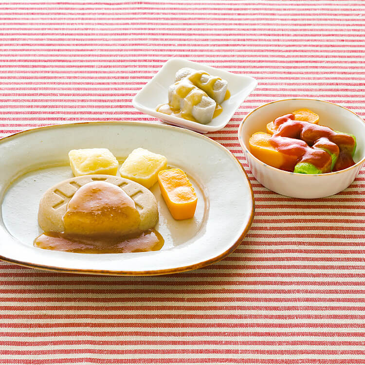 やさしいおかずセット昼・夜のムース食　ハンバーグ和風おろし